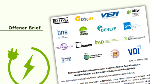 Breites Bündnis fordert konkrete Vorgaben der Politik zur Priorisierung von Netzanschlüssen