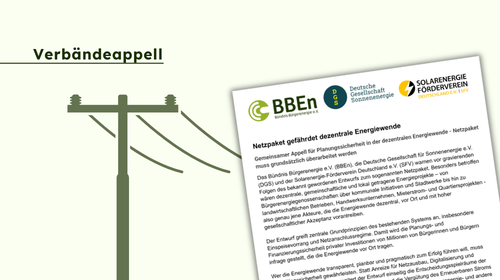 Verbändeappell: Demokratie vor Ort stärken statt Bürgerenergie ausbremsen – Netzpaket grundlegend überarbeiten